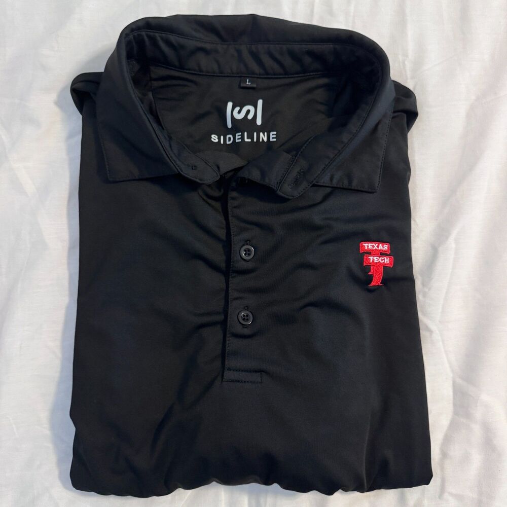 Mens L Texas Tech Red Raiders Sideline Provisions Black Performance Polo EUC